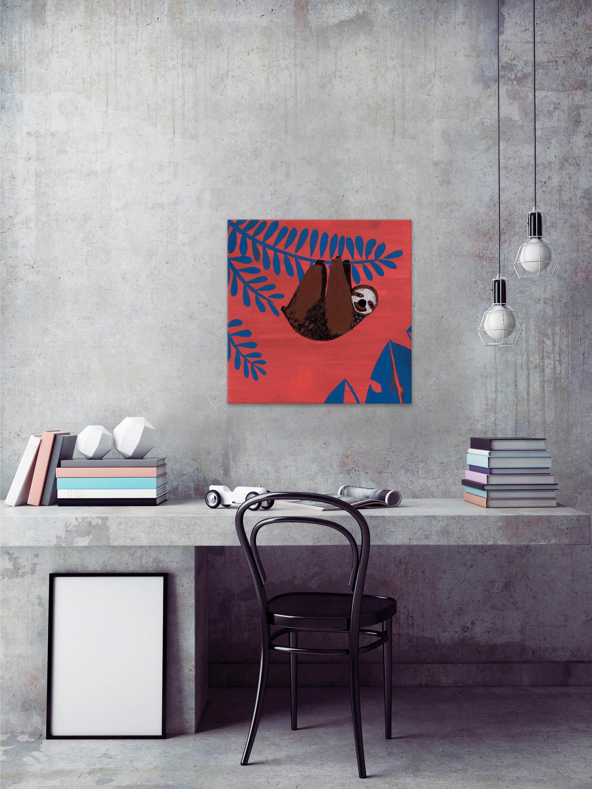 Curious Sloth Painting Print on Wrapped Canvas