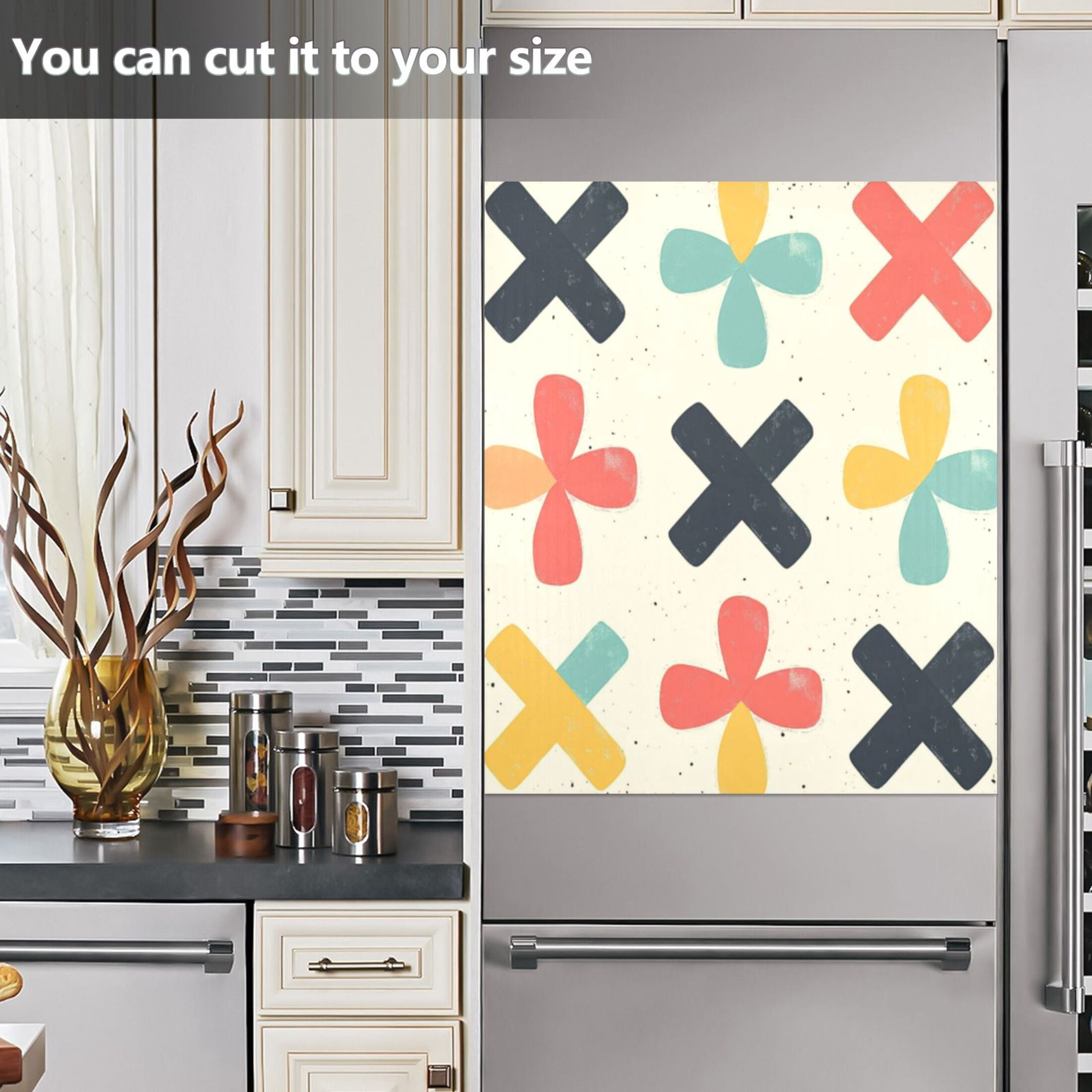 Dishwasher Magnetic Sticker 23x26 Inch Refrigerator Magnetic Sticker Washing Machine Magnetic Sticker Kitchen Panel Magnetic Sticker Home Decor Colored Cross Pattern