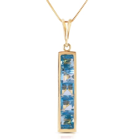 Galaxy Gold 14K Solid Gold Natural Blue Topaz Necklace for Women - Yellow Gold Fine Jewelry