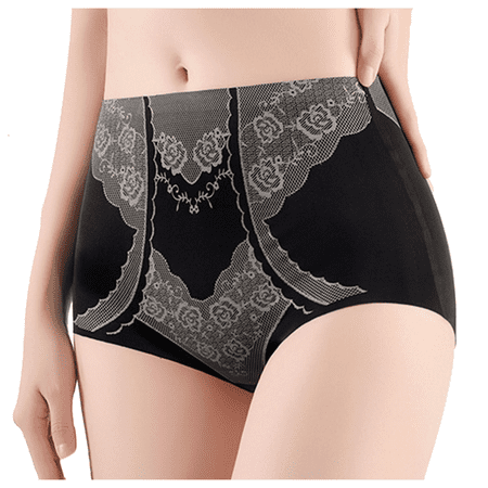 Fulorrnie Underwear for Women Plus Size Seamless Tummy Control High Waisted Panty Thong Elastic Waist Banded Panties  Black  M
