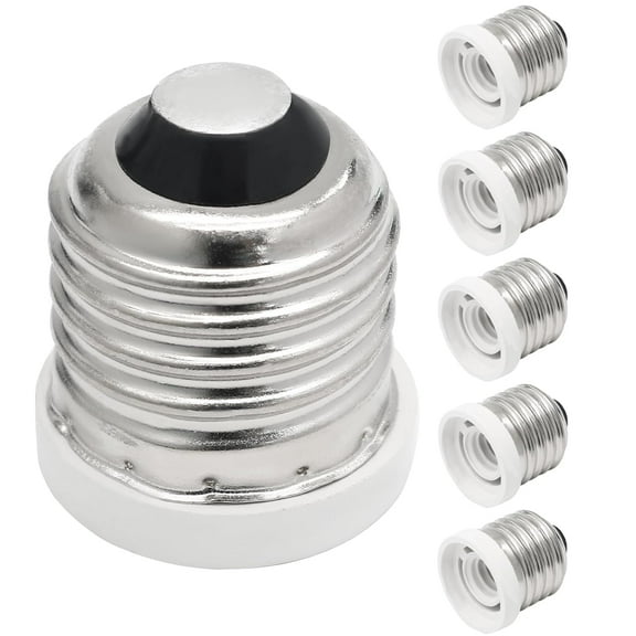 GHRTGR-6 Pack E26 to E12 Adapter Converter, Medium to Candelabra Screw Bulb Socket E27 to E12 Reducer, E26/E27 to E12 Light Adapter Socket Bulb Adapter, Silver Lamp Adapter, GB20240510302