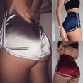 thumbnail image 5 of Aellinatey Women Summer High Waist Yoga Dance Satin Sexy Booty Shorts Retro Dolphin Hem Striped Solid Color Gym Running Hot Pants, 5 of 13