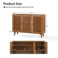 thumbnail image 3 of Boho Accent Cabinet with 3 Lattice Doors Storage Sideboard Credenzas Wooden Legs Home Living Room Walnut, 3 of 8