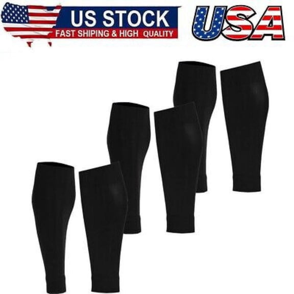 Leg Sleeve Socks for Grip Socks Alternative to Long Sports Socks Black(3 Pairs)