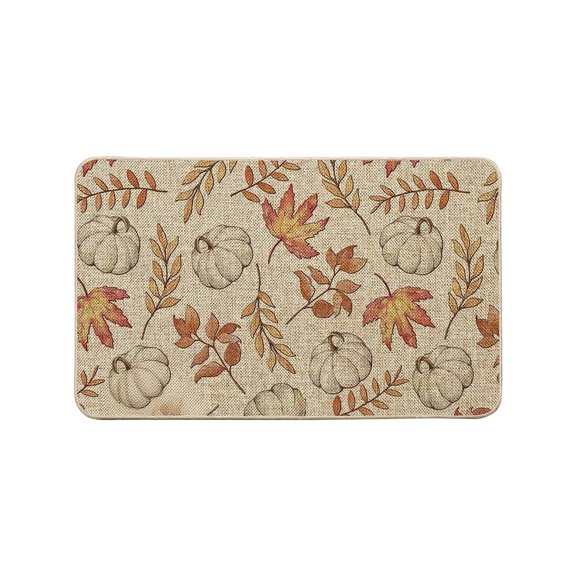Fall Harvest Door Mats, Cute Pumpkin Maple Leaf Pattern Soft Absorbent Non-Slip Rugs for Thanksgiving Front Door Entryway Bedroom
