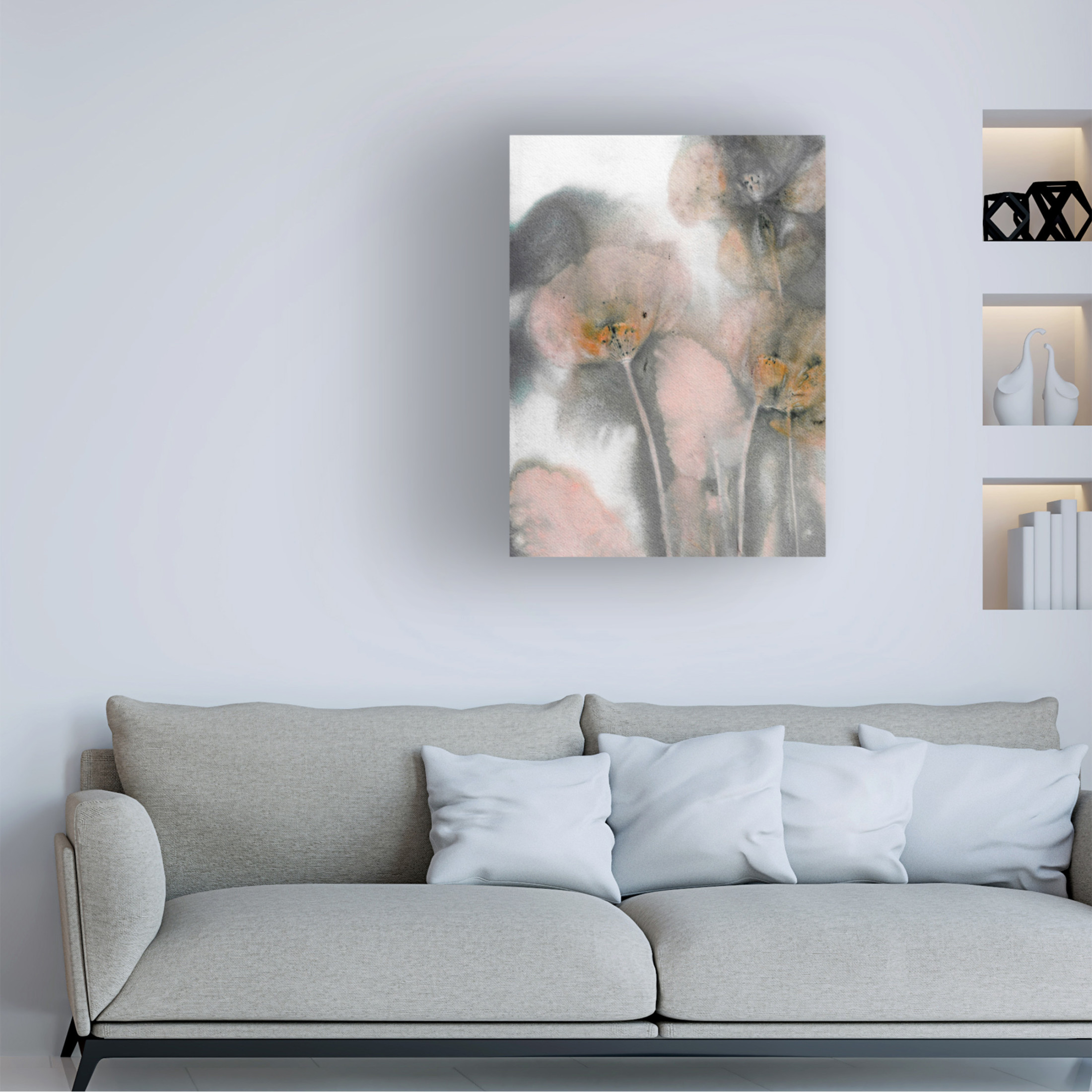 Canvas Wall Art - Pernille Folcarelli 'Poppy Salmon Grey' Wall Art for Living Room, Bedroom, or Office Décor by Trademark Fine Art - 24 x 32 Inches