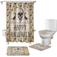 thumbnail image 2 of FMSHPON Happy Halloween 4 Piece Bathroom Set Shower Curtain Bath Rug Contour Mat and Toilet Lid Cover, 2 of 7
