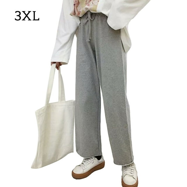 Pantalones deportivos Mujer Pantalón largo holgado informal de cintura alta con pierna ancha, Gris, 3XL Kearding AP001468-05B