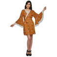 thumbnail image 2 of Moomaya Robe Courte Imprimée pour Mariée Préparation Manches Cloche Peignoir Femmes Enveloppe, 2 of 6