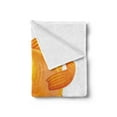 thumbnail image 2 of Fish Soft Flannel Fleece Blanket, Cartoon Character Happy Goldfish Smiling and Waving on White Background Illustration, Cozy Plush for Indoor and Outdoor Use, 50" x 70", Orange White, by Ambesonne, 2 of 5