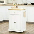 thumbnail image 4 of Demi Bonn 35" Rolling Kitchen Island Cart, Mobile Serving Trolley Table with Storage, Adjustable Shelf & 2 Towel Holders for Home & Kitchen, White, 4 of 11