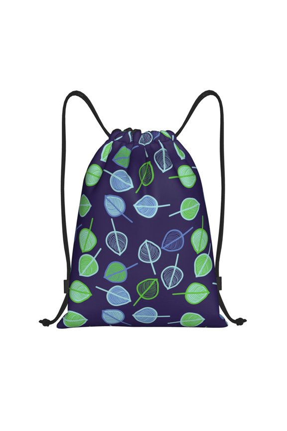 Drawstring Backpack - doodles leaves Splash Proof Small Drawstring Gym Bag for Women Men, Cinch Sports String Bag Backpack for Travel Swimming Beach