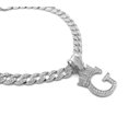 thumbnail image 2 of iJewelry2 Kings and Queens Crowned Initial Letter G Crystals Pendant Silver-tone Cuban Linked Chain Necklace, 2 of 3
