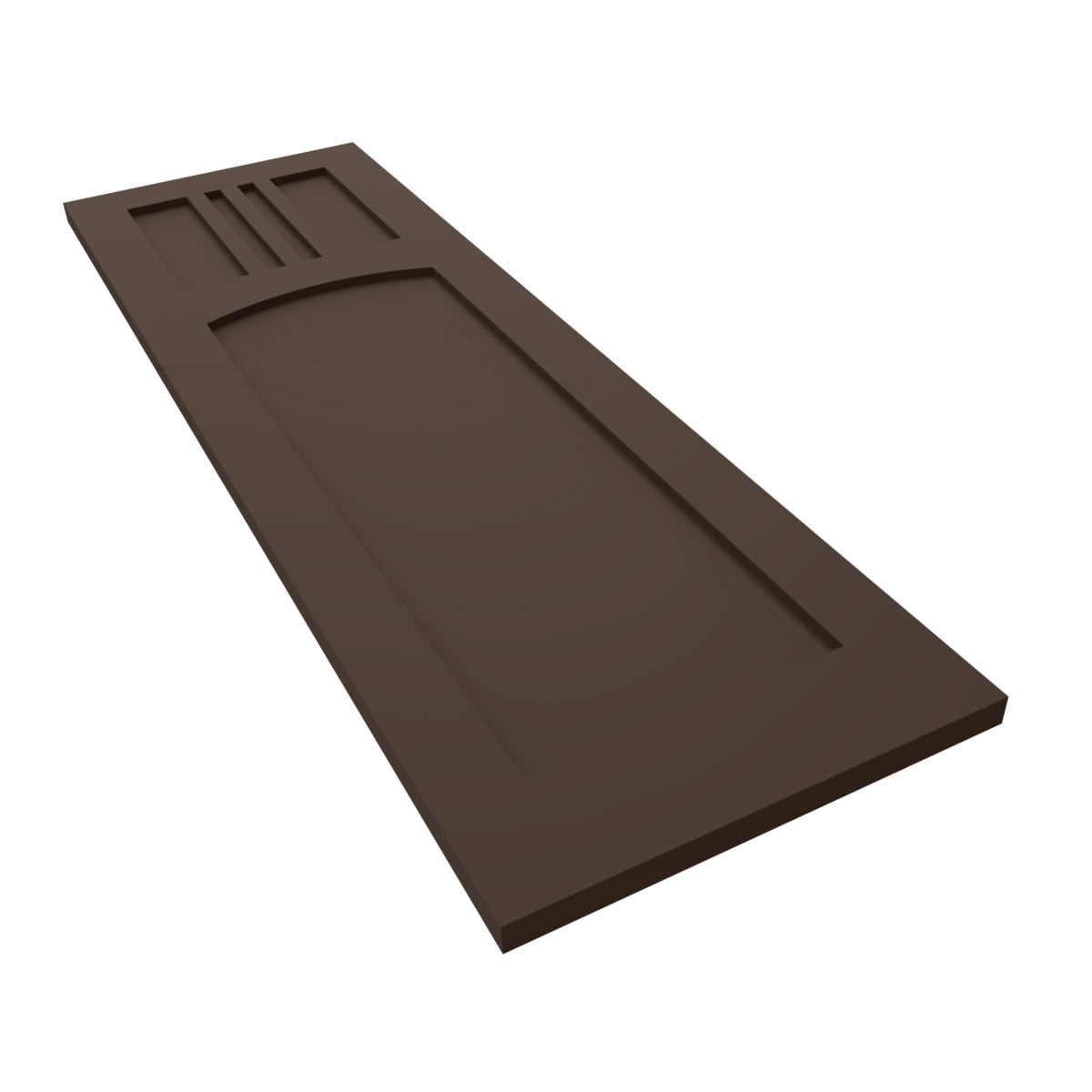 Ekena Millwork 12"W x 68"H True Fit PVC San Miguel Mission Style Fixed Mount Shutters, Raisin Brown (Per Pair - Hardware Not Included)