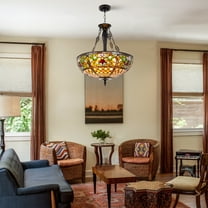 GMizon 20-inch Japanese pastoral style chandelier, 5-head living room chandelier, dining room and bedroom lighting fixture (multi-color)