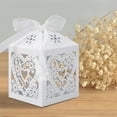 thumbnail image 3 of 10/50pcs Beautiful white Love Heart Laser Cut Wedding Candy Gift Box for Wedding Favor Birthday Party Bridal Shower with Ribbon, 3 of 8