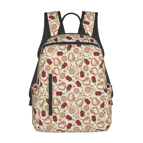 Xecao Valentine'S Day Rose print Backpack For women men Aesthetic Lightweight Travel Daypack Simple Cute Backpack For Bookbag