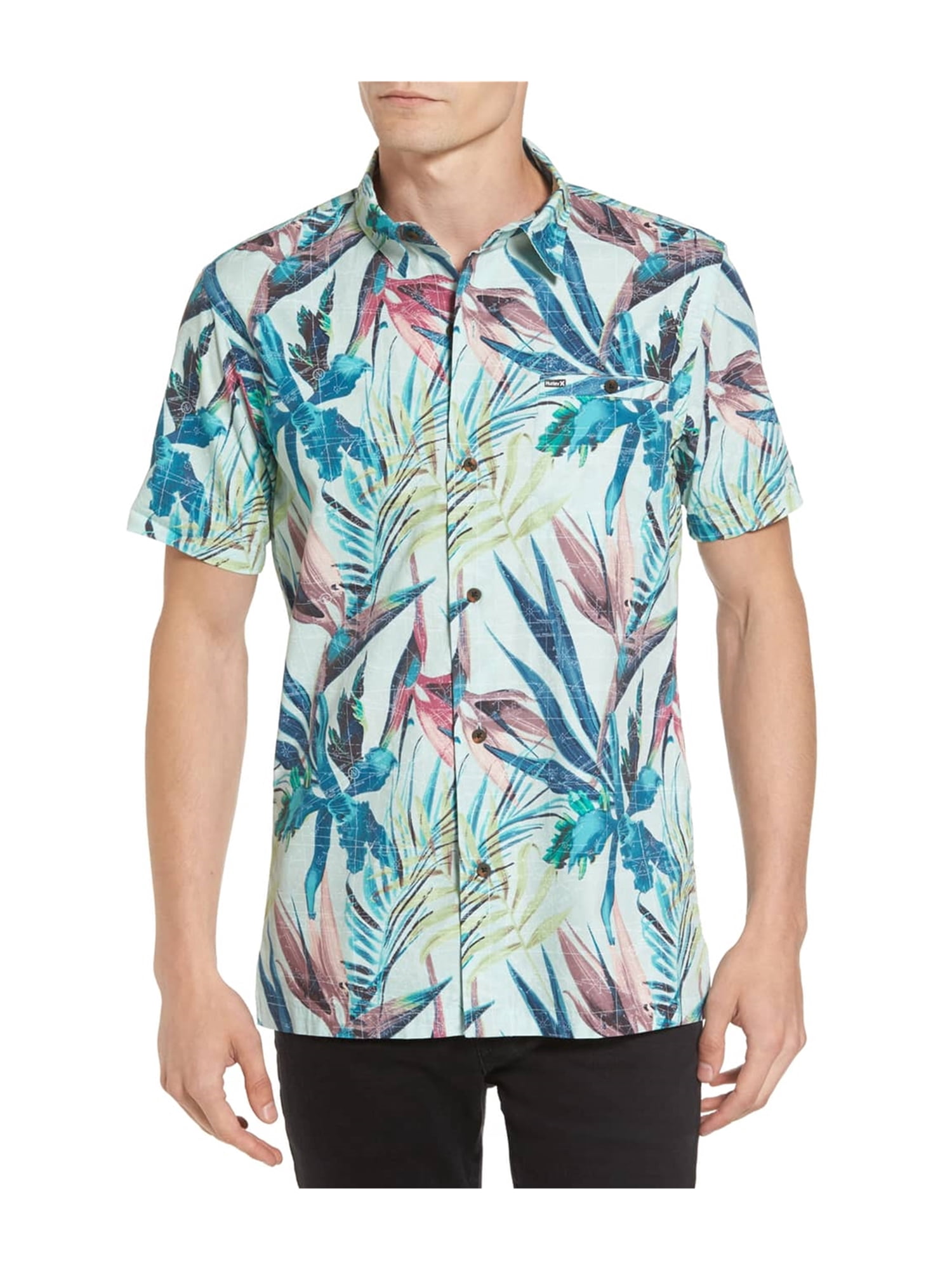 Hurley Mens JJf Maps SS Button Up Shirt 