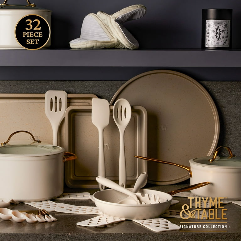 Thyme & Table 32-Piece Cookware & Bakeware Non-Stick Set, Sand