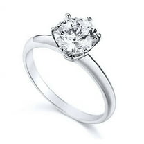 14kt White Gold-Plated 1.5ct Solitaire Moissanite Silver Engagement Ring Valentine Gift