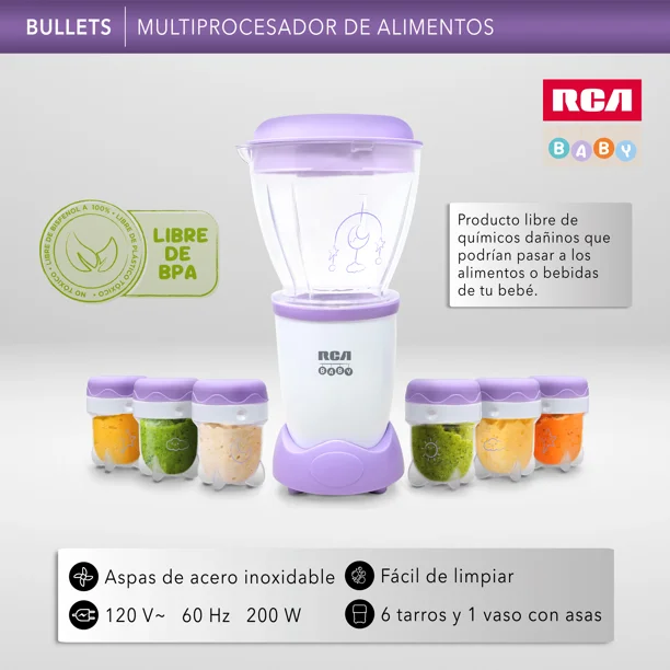 RCA Procesador de Alimentos BabyBullet RC-NBB, 200 W, libre de BPA