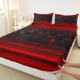 thumbnail image 4 of jejeloiu Modern Geometric Aesthetic Full Size Sheets,Red Black Plaid Stripes Pattern Bed Sheets For Boy,4 Pieces, 4 of 6