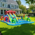 thumbnail image 2 of Yaheetech Double Lane Inflatable Water Slide with Storage Bag for Backyard, Blue/Green, 2 of 7