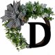 thumbnail image 1 of Guirnalda Pedty Az de 26 letras (36 x 36 cm, con monograma inicial D) para puerta de entrada, con lazo de lino a rayas y base de parra, decoración rústica para puerta de granja, primavera y verano,, 1 of 7