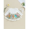 thumbnail image 4 of Bagilaanoe Newborn Baby Girl Rompers Dress Floral Embroidery Long Sleeve Bodysuit + Headband 3M 6M 9M 12M 18M Infant Tulle Patchwork A-line Princess Dresses, 4 of 9
