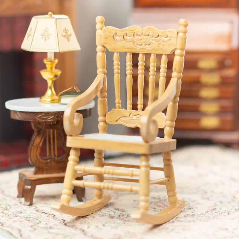 Dollshouse miniature ~ OAK & BLACK ~  Kitchen Chair 