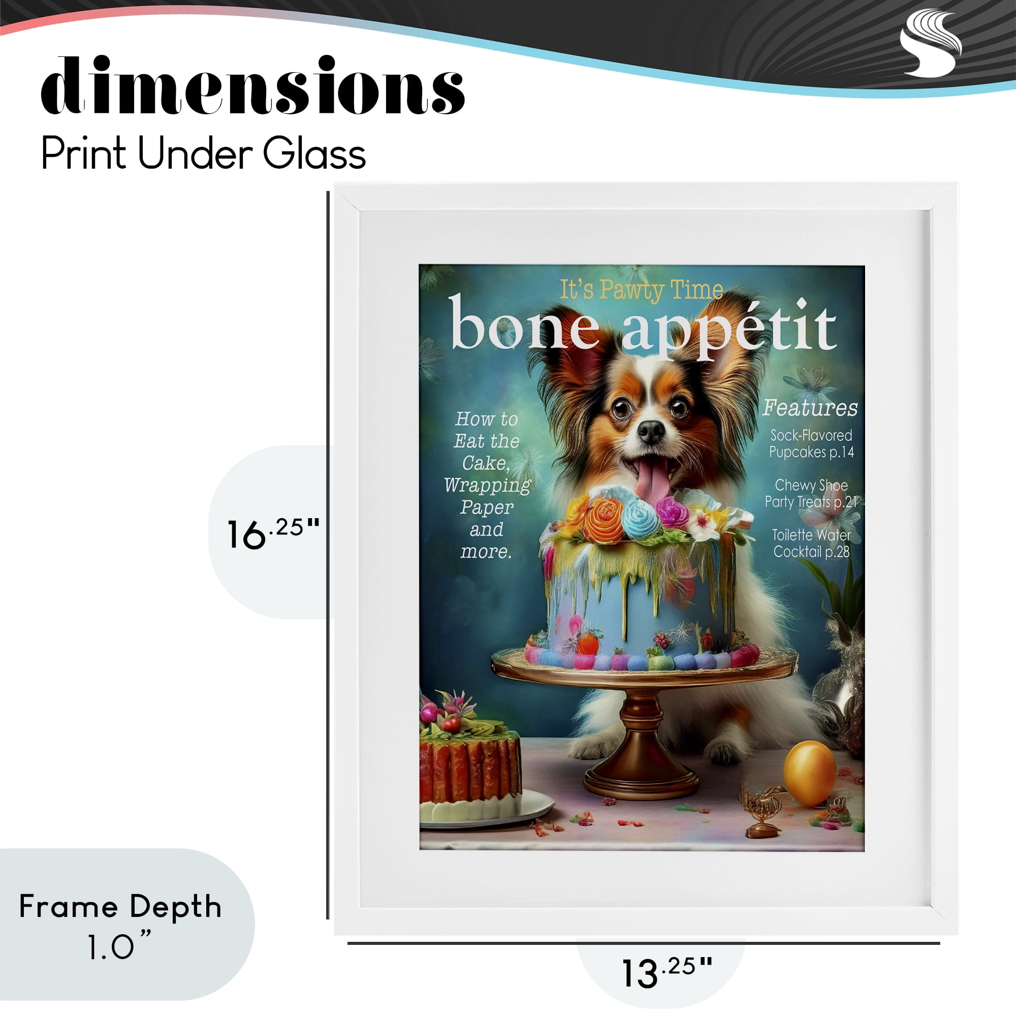 Stupell Industries Bone Appetit Dog Magazine Parody White Framed Print Under Glass, design by Grotto Studios