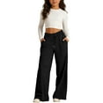 thumbnail image 2 of JAJAHO Girls Sweatpants Front Seam Drawstring Wide Leg Sweat Pants Baggy Casual Solid Color Athletic Pants Kids 2-14 Years Comfortable Trousers Soft Trousers, 2 of 7