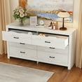 thumbnail image 2 of WIAWG 63" Dresser for Bedroom,6 Drawer Dresser, Chest of Drawers, Rustic Drawer Cabinet for Living Room Hallway Office, White Wood Grain, 2 of 9