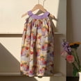 thumbnail image 2 of LUOGENLI Robe Fillette Tout-Petits Sans Manches à Imprimés de Fleurs Robe de Fête Robe de Danse Vêtements Ensemble Jupe Maxi Été Violet 8-9 Ans, 2 of 5
