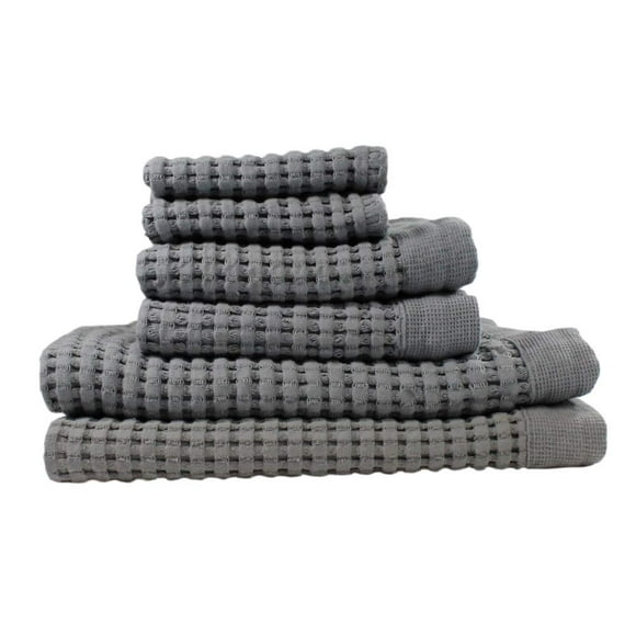 GILDEN TREE Waffle Towel Set Quick Dry Thin | 2 Bath Towels | 2 Hand Towels | 2 Washcloths Modern Style (Slate)