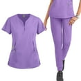 thumbnail image 4 of Scrubs Sets for Women Comfortable V-Neck Scrub Top and Jogger Pants Stretch Nursing Workwear Quick Dry Medical Uniform Suits with Multi Pocket for Nurse Esthetician Purple L, 4 of 4