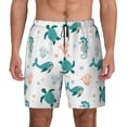 thumbnail image 3 of Uemuo Turtles And Seahorses Pattern Mens Swim Trunks Quick Dry Board Shorts with Mesh Lining, Stretch Beach Shorts Quick Dry No-Chafing Board Shorts-3X-Large, 3 of 9