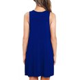 thumbnail image 2 of Robe d'Été Col en V Couleur Unie T-Shirt Robe Décontractée Ample Plage Robe Débardeur, Bleu, m, 2 of 5