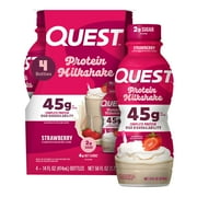 Quest Protein Milkshake, Strawberry Flavor, High Protein, Low Sugar, 14fl oz, 4 Count