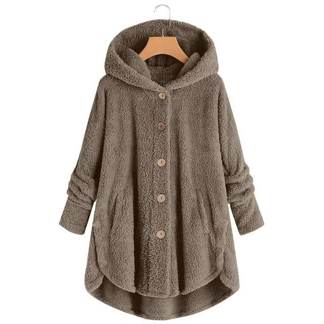 UPPADA Womens Fleece Jackets Winter Hooded Cardigans Cold Weather Jacket Button up Warm Coat Plus Size Flannel Sherpa Overcoats Zipper Heavy Winter Outwear with Pockets, Deals 2024