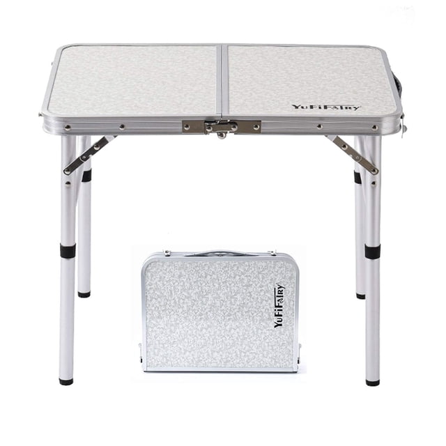 Mesa de campamento plegable pequeña, 24 pulgadas de largo x 16 pulgadas de ancho con patas de altura ajustable, mesa de comedor de aluminio portátil liviana para interiores y exteriores para picnic, c