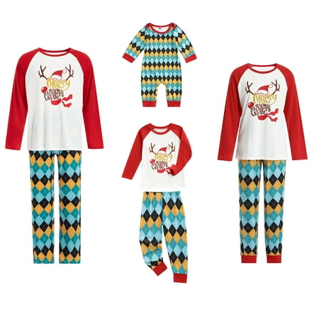 

Canis Matching Family Christmas Pajamas Sets ELF Tee and Striped Bottom Cotton Holiday Pjs