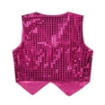 thumbnail image 2 of Xnihocha Kids Girls Boys Sequined Hip Hop Jazz Dance Disco Party Costume Vest Waistcoat Jacket Top Rose Red 7-8, 2 of 5