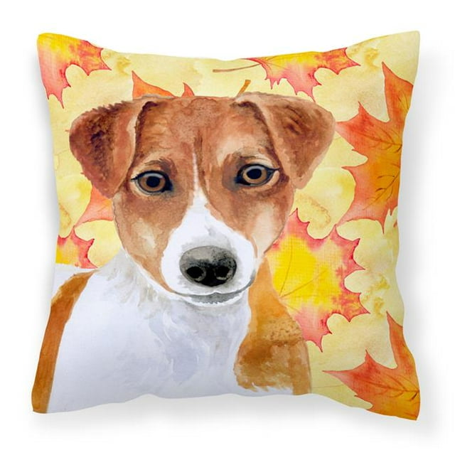 Carolines Treasures BB9950PW1414 Jack Russell Terrier Fall Fabric Decorative Pillow