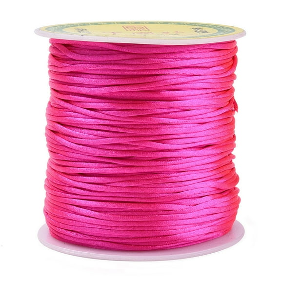 Nylon Thread Rattail Satin Cord Deep Pink 1.0mm about 76.55 yards(70m)/roll