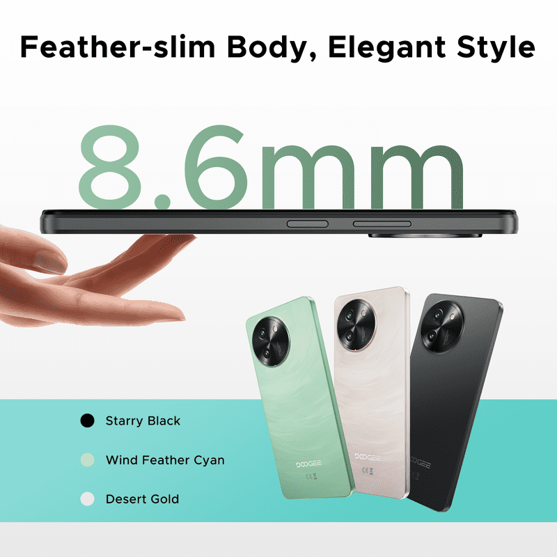 DOOGEE Note 59 Pro Unlocked Cell Phone 5G,32GB+256GB/TF 2TB Android Phone,6250mAh Battery,6.75" HD+120Hz Cellphone,16MP+8MP,5G Dual SIM Smartphone,Widevine L1/NFC/Face Unlock/Fingerprint/OTG