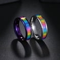thumbnail image 3 of Mens Titanium Steel Rainbow Ring Geometric Electroplated Band Jewelry Silver Purple Finish 6mm Width Gift Ready, 3 of 4