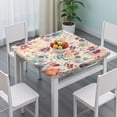 thumbnail image 3 of Pioneer Flower Floral Print Pattern Square Fitted Tablecloth with Elastic Edge,Square Table Cover,Washable Elastic Table Cover for Home Kitchen Party Decor 34"x34", 3 of 6