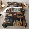thumbnail image 2 of Erosebridal Watercolor Moose Bear Quilt King, Happy Camping Camper King Coverlet Set, 3-Piece 1 Bedspread and 2 Pillowcases, 2 of 7