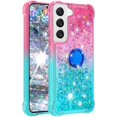 thumbnail image 3 of Glitter Case for Samsung Galaxy S23 Plus (Not S23, Bling Sparkle Colorful Gradient Quicksand Waterfall Soft TPU Liquid Case Cover with Ring Stand for Samsung Galaxy S23+Plus LSJB-Pink Green, 3 of 14